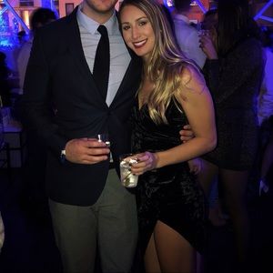 Asymmetrical black velvet dress